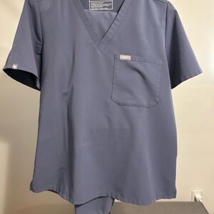 Figs Gray V-Neck Medical Scrub Top